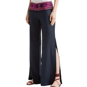 NWT - FIGUE Chanda Embroidered Crepe Pants, Navy, Size 10